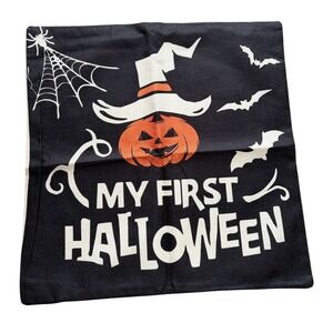 NEW‎ My First Halloween Pumpkin Witch  Spider Bat Pillow Cover Case 18x18"